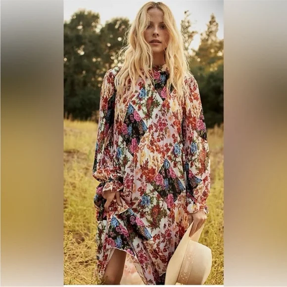 Anthropologie floral midi dress. Long Sleeve. XS. - Picture 10 of 11